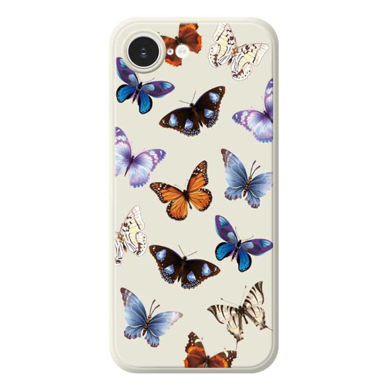 Capa para iPhone 17E / 16E com rebordo reto Borboletas