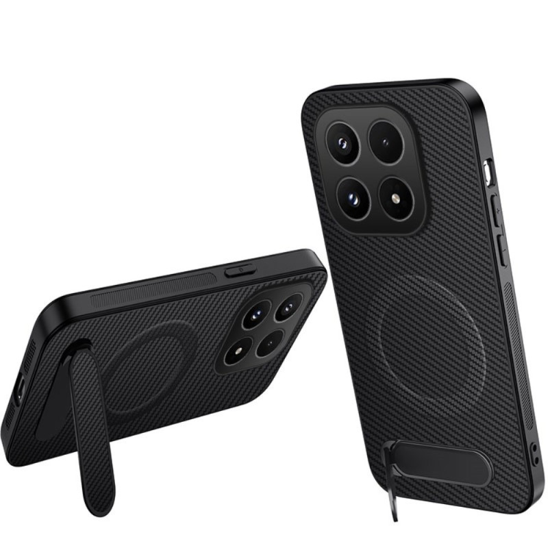 Capa magnética Xiaomi 17 com suporte e textura de fibra de carbono
