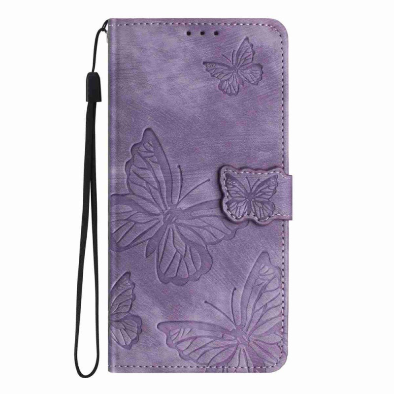 Capa com efeito de camurça para OnePlus 15R Padrão borboleta