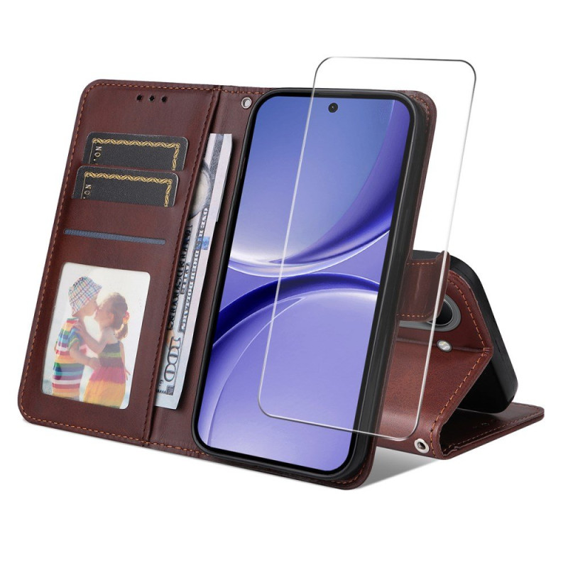 Capa em pele para Poco X8 Pro 5G com proteção de ecrã