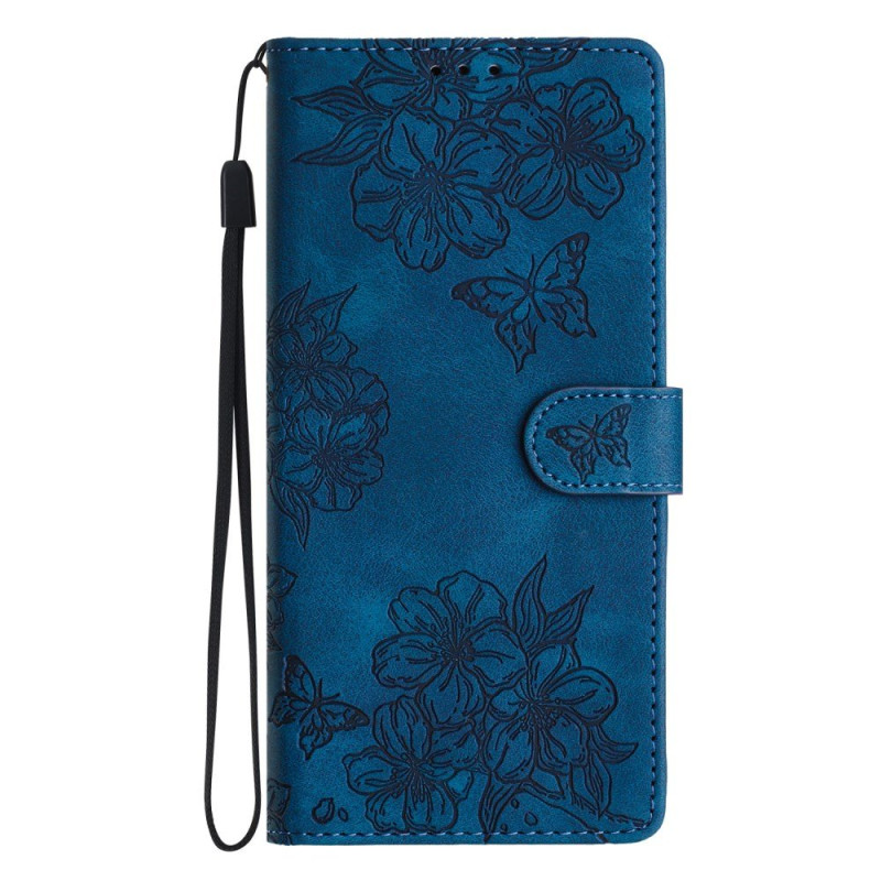 Capa com efeito de camurça para Honor 600 Lite Borboletas e flores