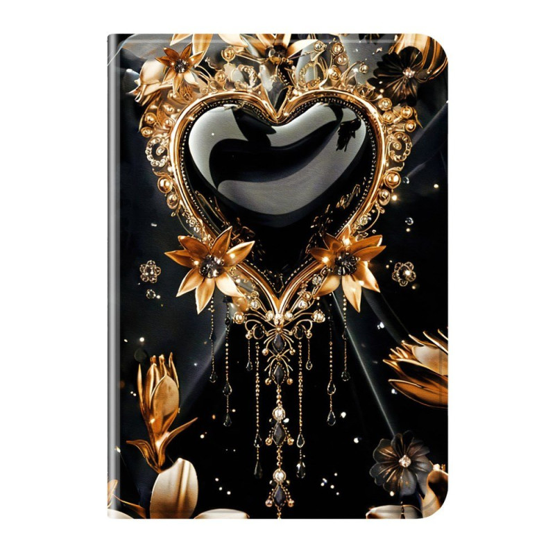 Capa Xiaomi Redmi Pad 2 Heart Preta e Dourada