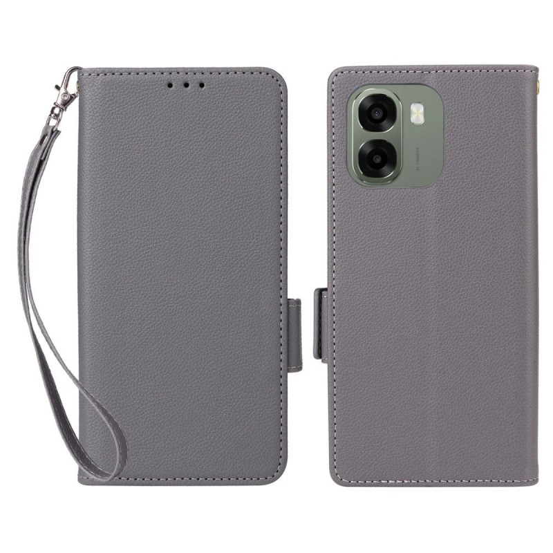 Capa Oppo A6 5G / A6X 5G / 4G em pele sintética com correia