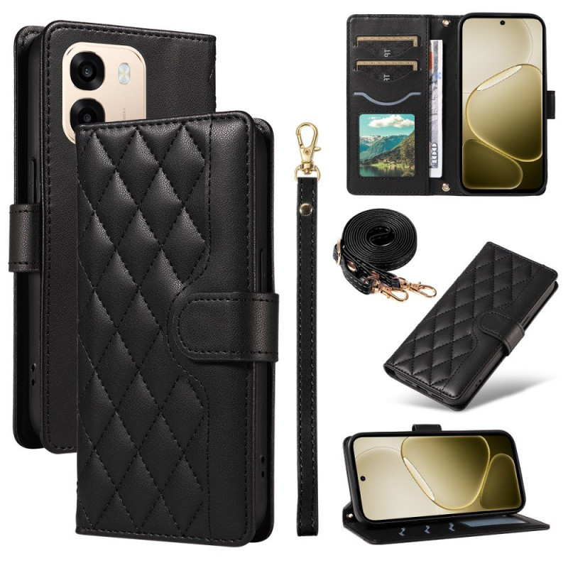 Capa acolchoada para Oppo A6 5G / A6X 5G / 4G com cordão e alça de ombro