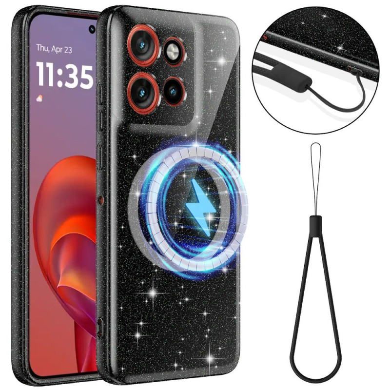 Capa magnética brilhante para Motorola Edge 60 Neo / 50 Neo com cordão de segurança