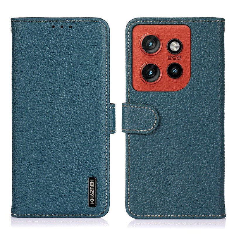 Capa de couro genuína para Motorola Edge 60 Neo / 50 Neo KHAZNEH