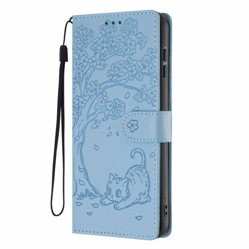 Capa Motorola Edge 70 Gato e árvore com cordão de segurança