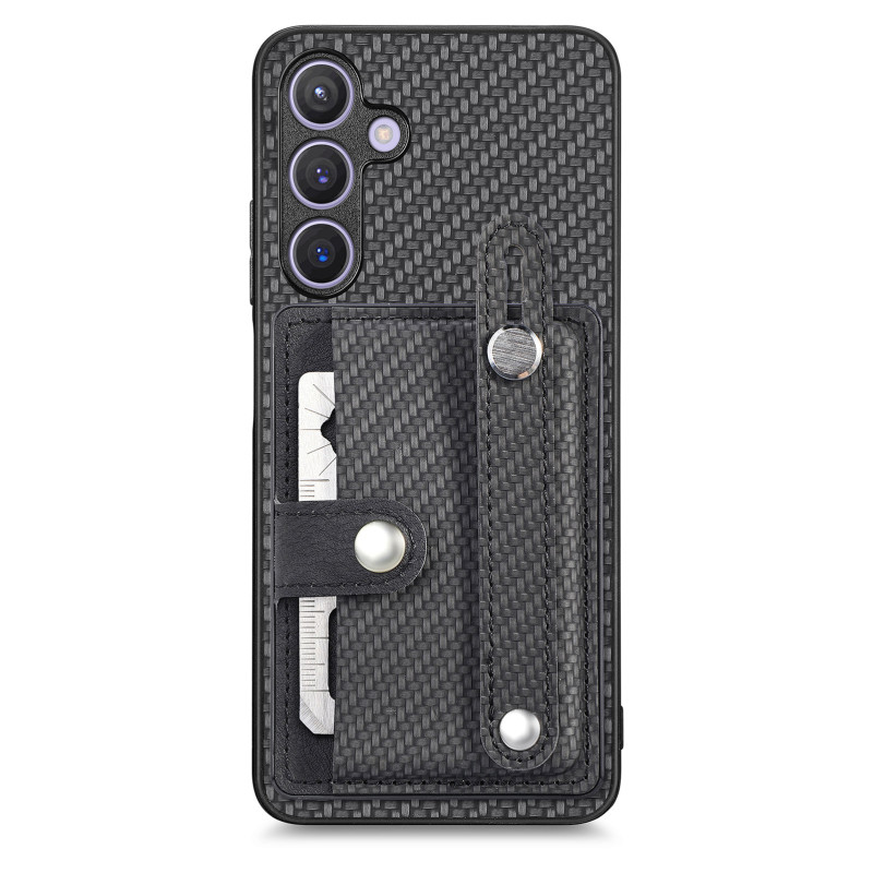 Capa para Samsung Galaxy A27 5G Suporte para cartão e correia em fibra de carbono