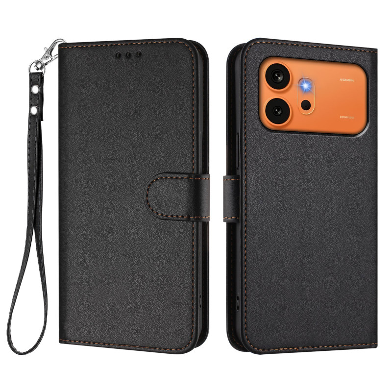 Capa com efeito de pele para Honor 600 / 600 Pro com correia