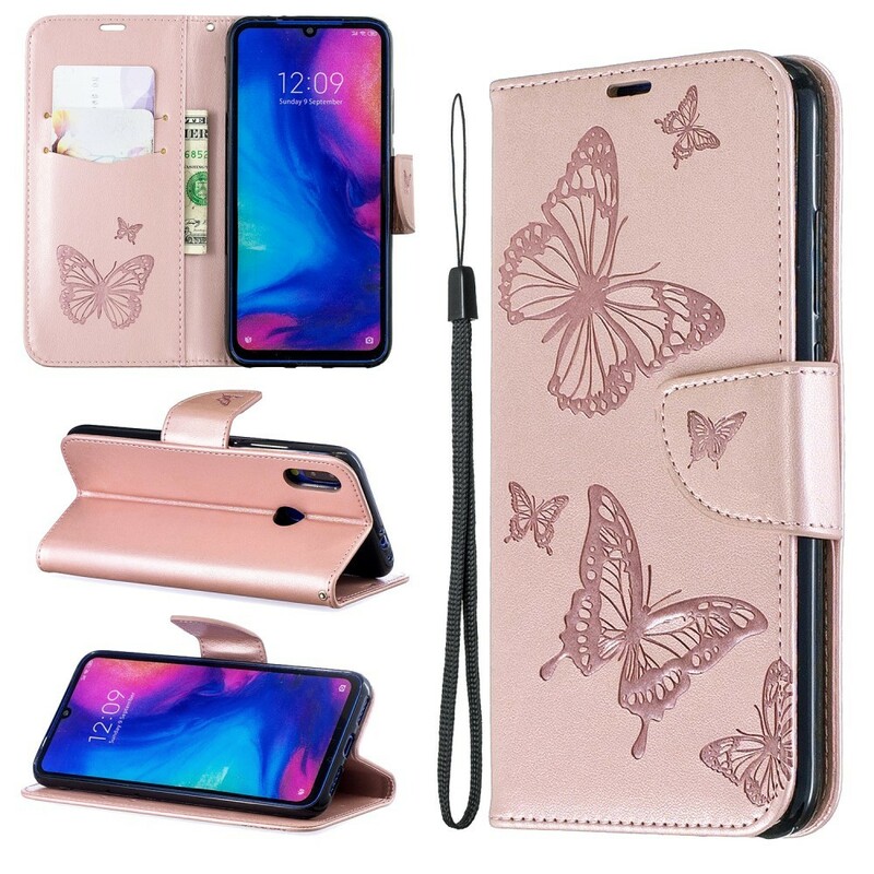 Xiaomi Redmi Note 7 Capa de Cordão Impressa com Borboleta Xiaomi Redmi Note 7 Capa de Cordão Impressa com Borboleta