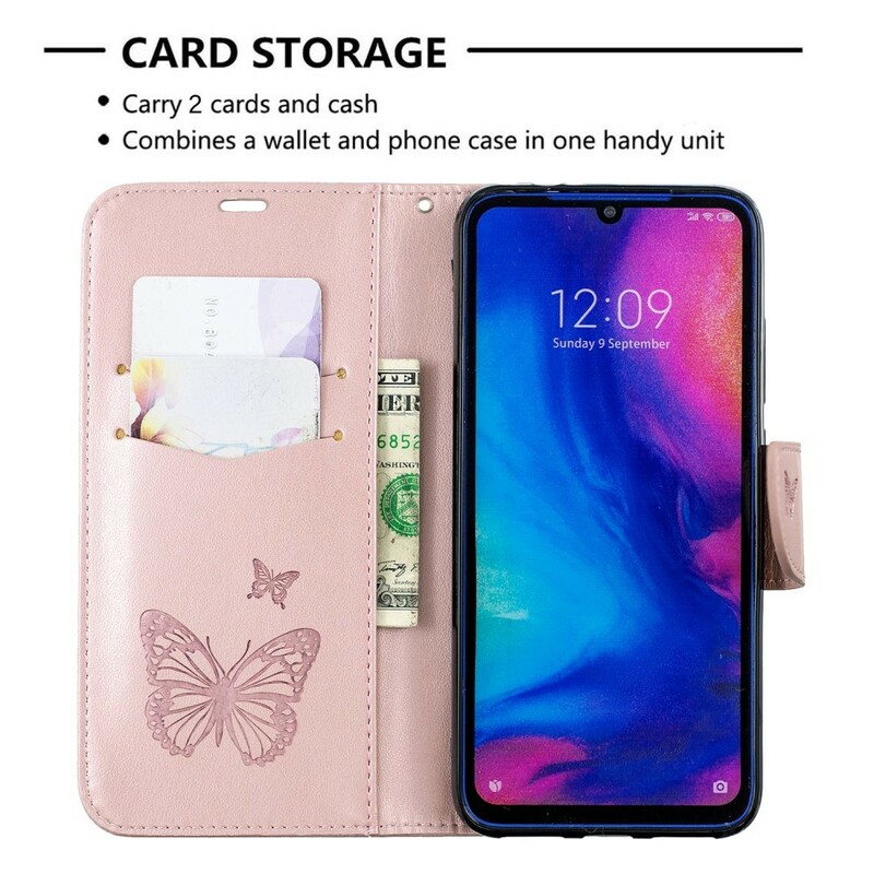 Xiaomi Redmi Note 7 Capa de Cordão Impressa com Borboleta Xiaomi Redmi Note 7 Capa de Cordão Impressa com Borboleta