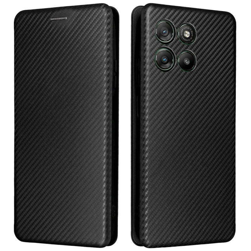 Capa Flip Cover Moto G67 Power Fibra de Carbono