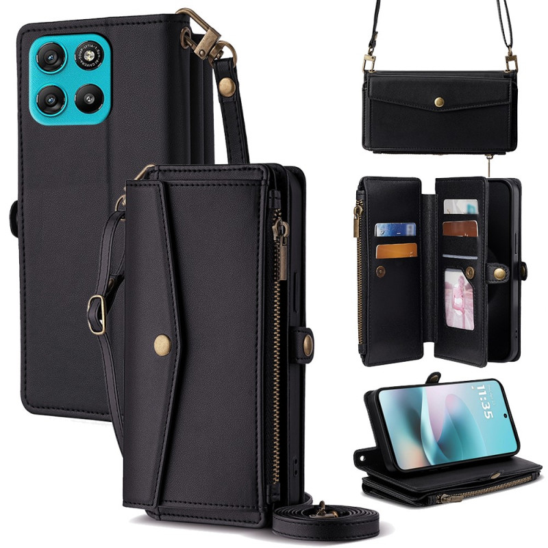 Capa para Moto G67 Power Estojo com correias