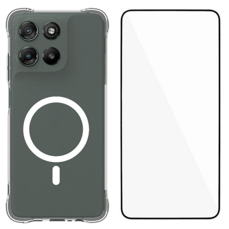 Capa magnética transparente para Moto G67 Power com protetor de ecrã