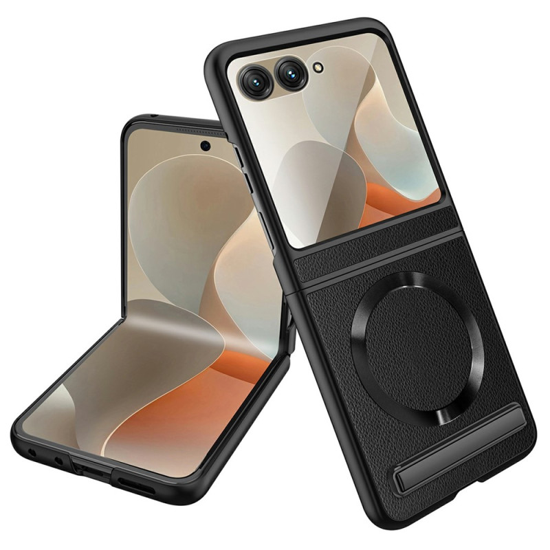 Motorola Razr 70 / 60 / 50 Capa magnética com efeito de pele e suporte