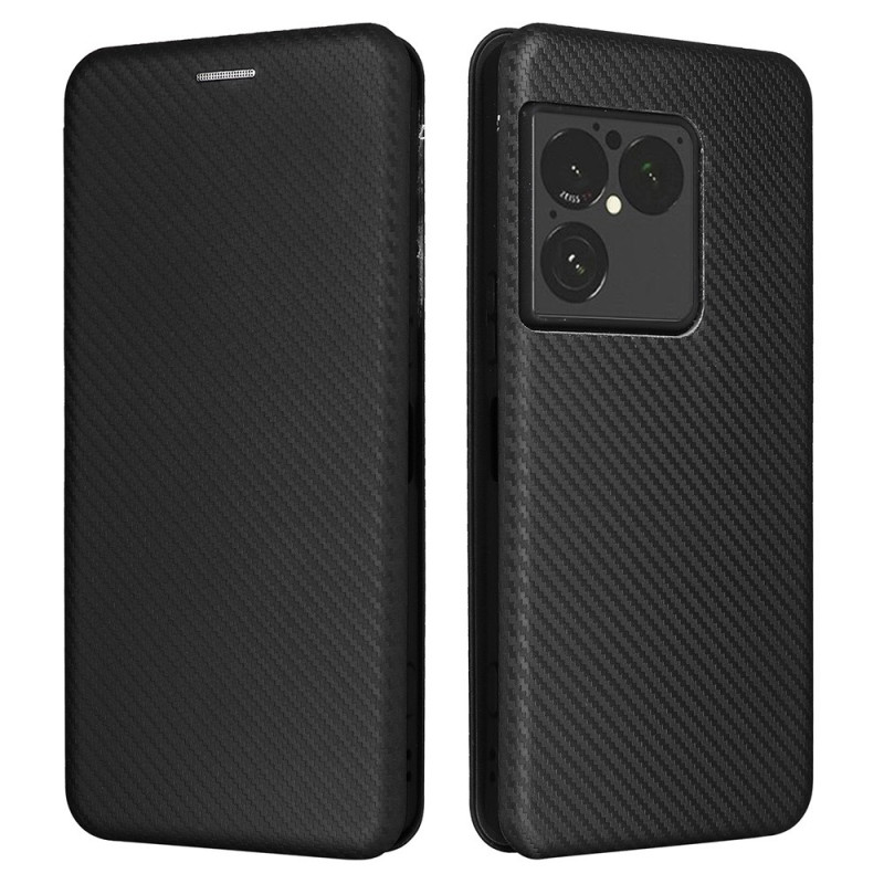 Capa flip em fibra de carbono escovada para Sony Xperia 1 VIII