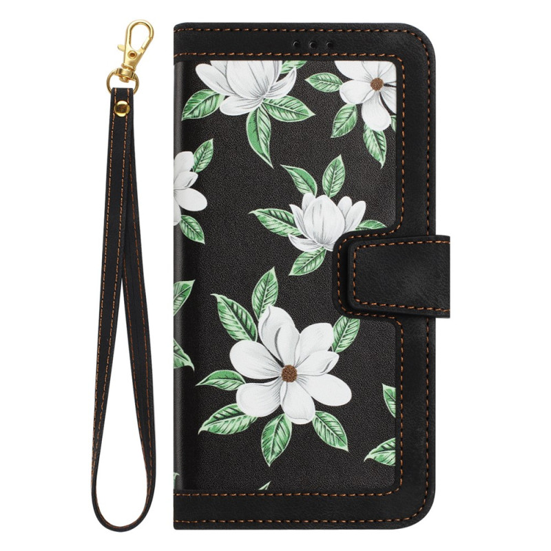 Capa floral para Honor 600 com cordão de pescoço
