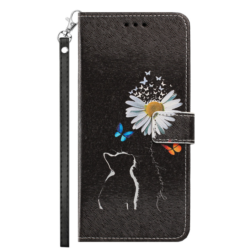 Capa com cordão para gatinhos e margaridas para Honor 600 / 600 Pro