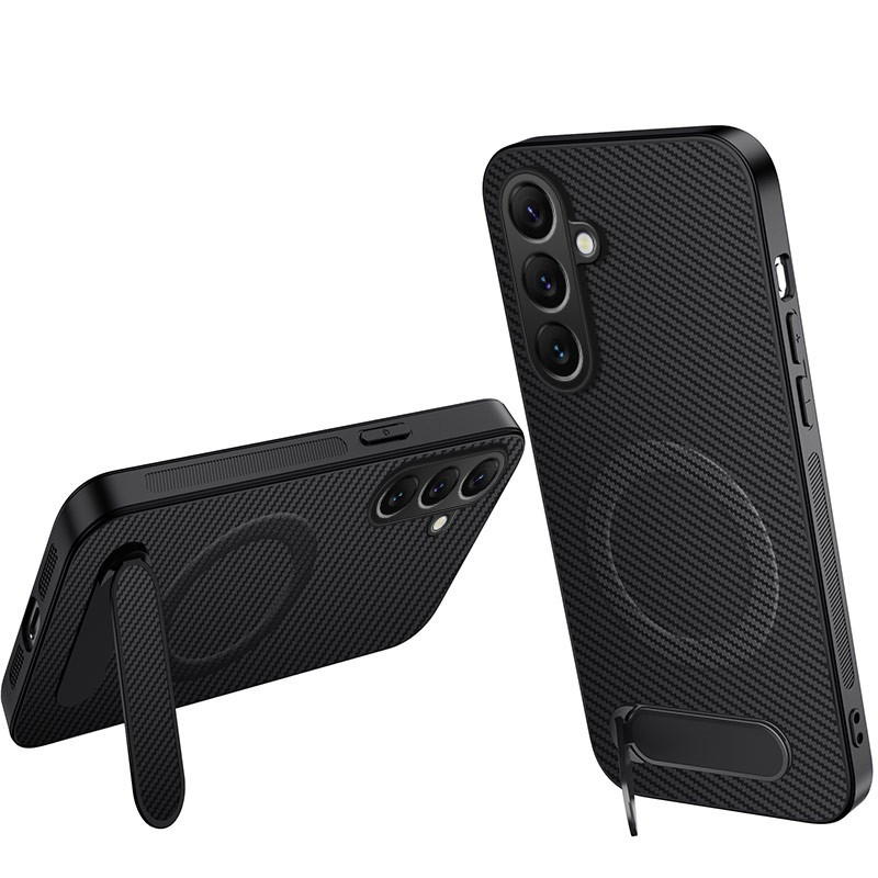 Capa de fibra de carbono com suporte para Samsung Galaxy A17 4G / 5G / A26 5G