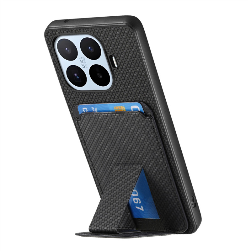 Capa de fibra de carbono para Xiaomi 17T Suporte e porta-cartões