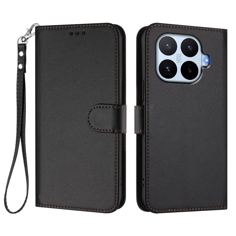 Capa Xiaomi 17T Pro em couro sintético liso com correia