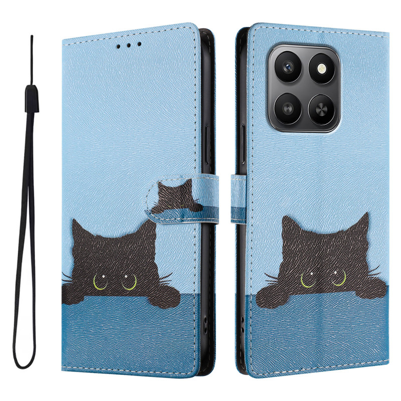 Capa para Honor 600 Smart com padrão de gato preto