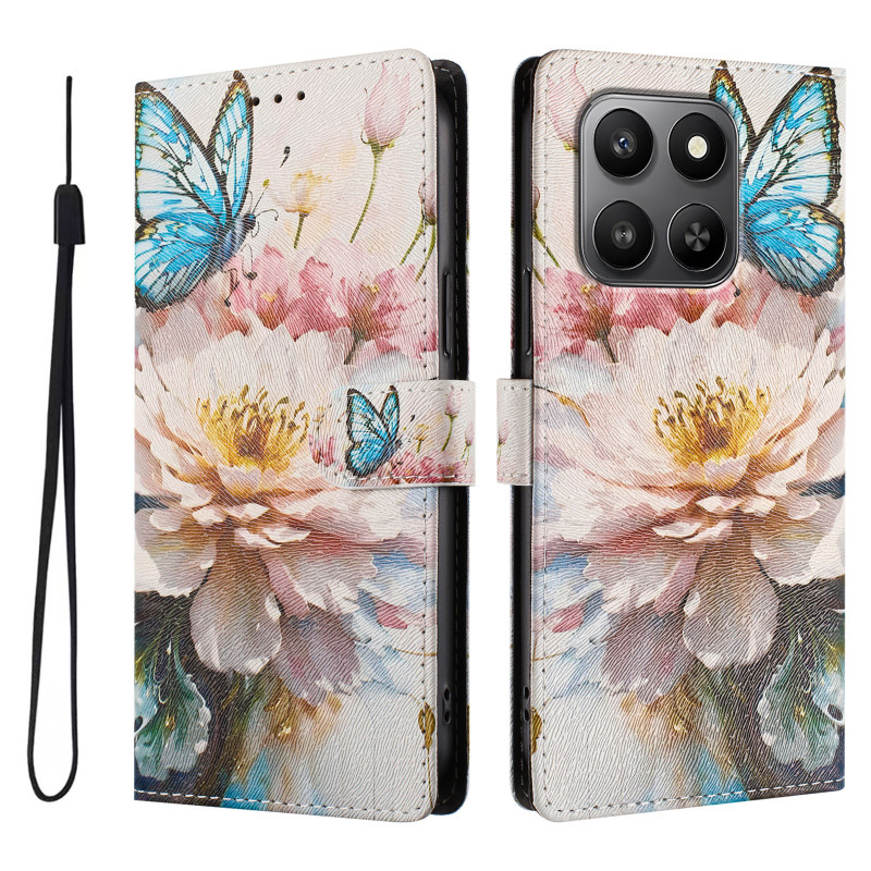 Capa Honor 600 Smart com padrão floral de borboletas