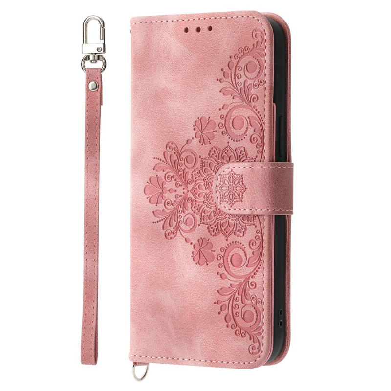 Capa para Xiaomi 17T com padrão floral, alça e alça de ombro