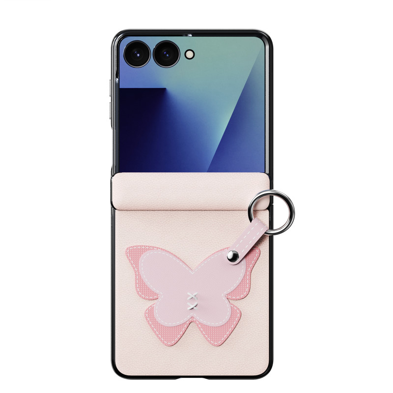 Capa para Samsung Galaxy Z Flip 8 com anel de fixação e alça em forma de borboleta