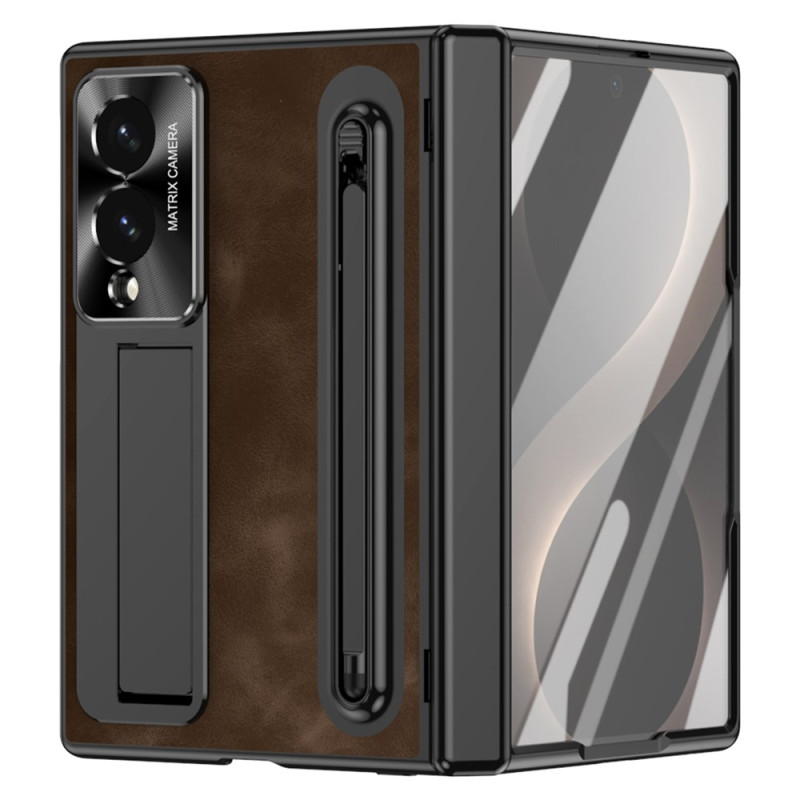 Capa para Samsung Galaxy Z Fold 8 com efeito de couro, suporte e caneta