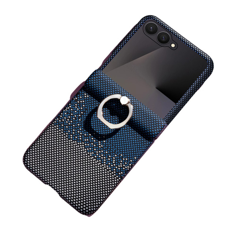 Capa para Samsung Galaxy Z Flip 8 com anel de suporte e padrão às riscas