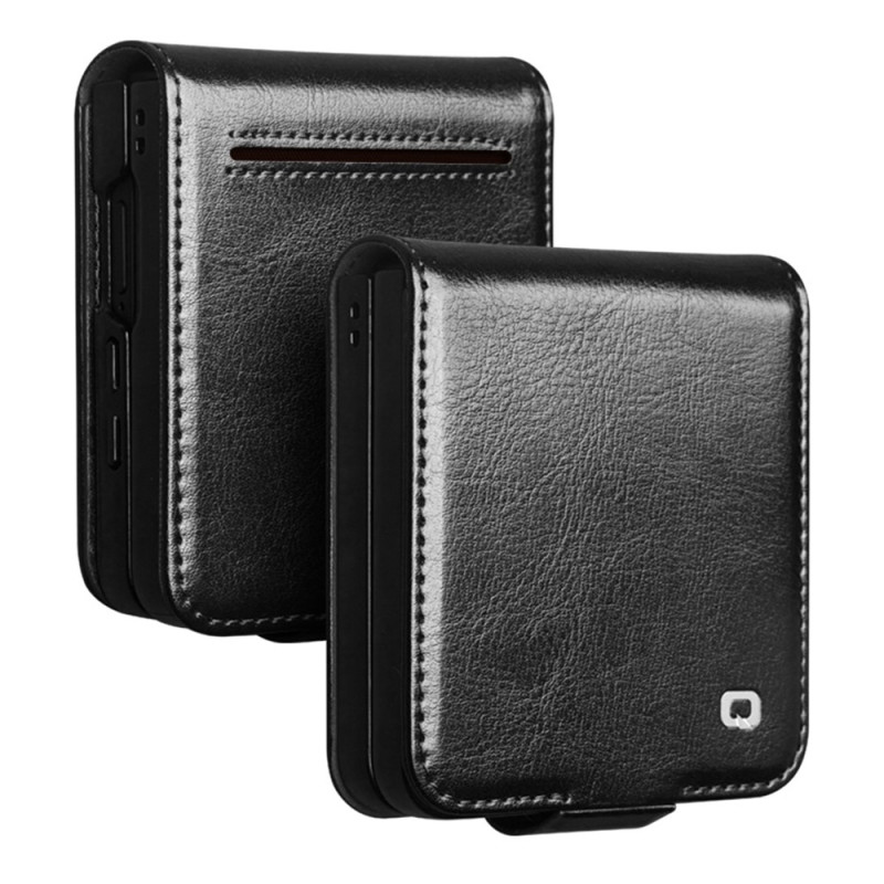 Capa para Samsung Galaxy Z Flip 8 em couro verdadeiro da QIALINO