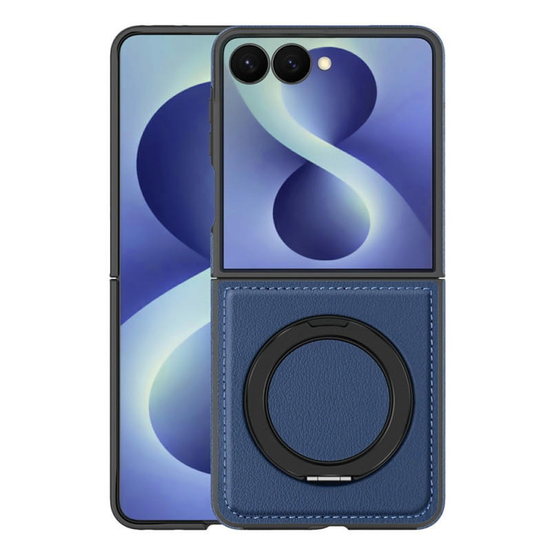 Capa magnética para Samsung Galaxy Z Flip 8 com anel de suporte com efeito de couro