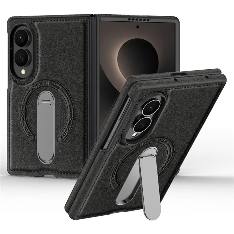 Capa magnética para Samsung Galaxy Z Fold 8 com suporte giratório de 360° e efeito de couro