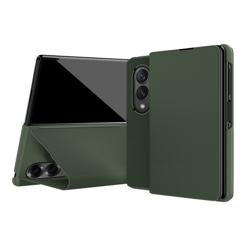 Capa para Samsung Galaxy Z Fold 8 com efeito de fibra de aramida e suporte integrado