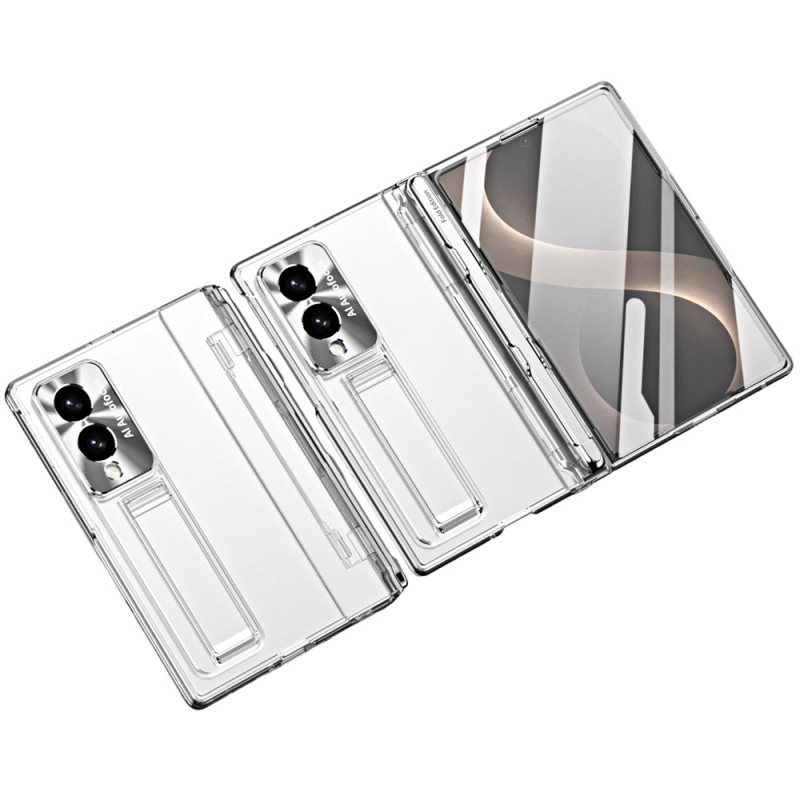 Capa rígida para Samsung Galaxy Z Fold 8 com suporte integrado e vidro de proteção