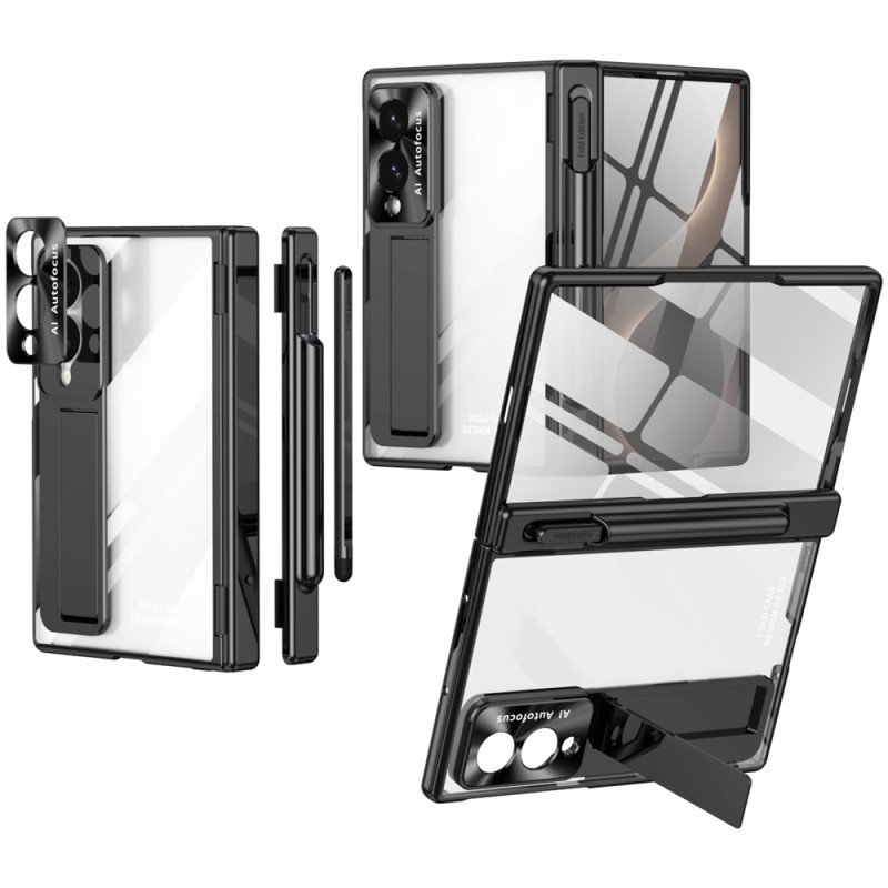 Capa transparente para Samsung Galaxy Z Fold 8 com proteção para a dobradiça e caneta stylus