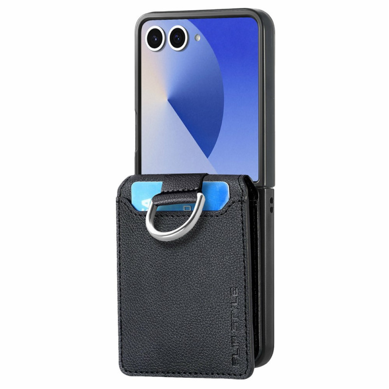 Capa para Samsung Galaxy Z Flip 8 com porta-cartões, suporte e anel de fixação