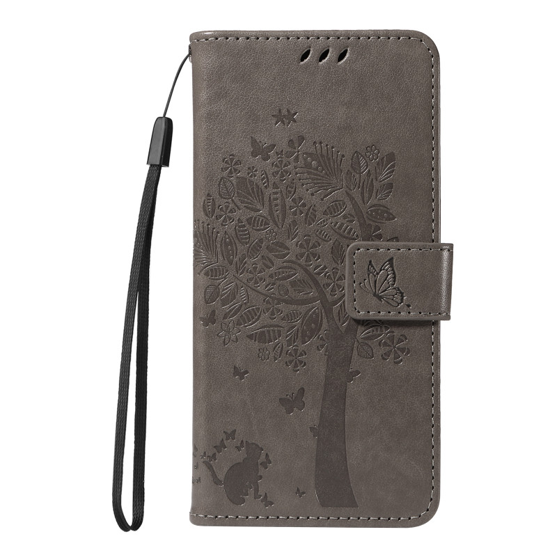 Capa para Samsung Galaxy A27 5G com árvore e gato