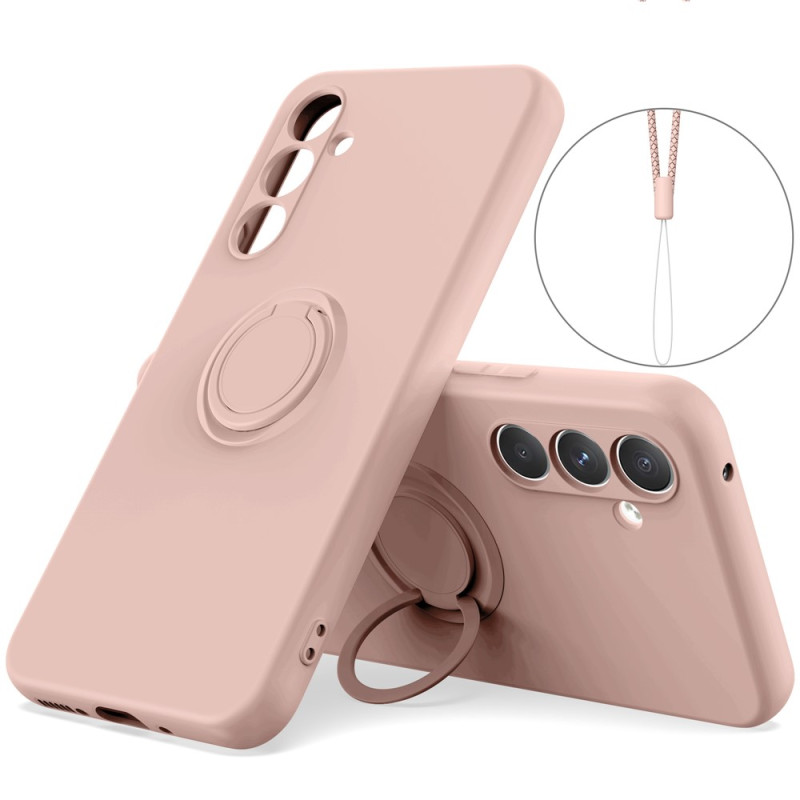 Capa para Samsung Galaxy A27 5G em silicone líquido com anel de suporte e alça de pulso