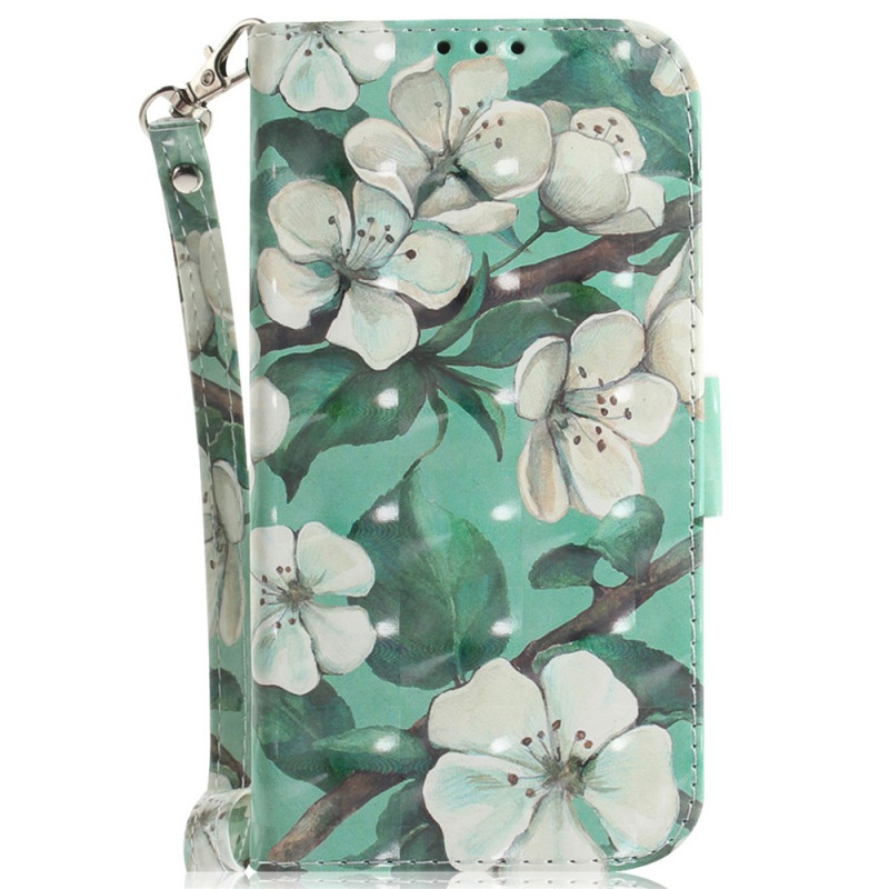 Capa para Samsung Galaxy A27 5G com padrão floral em aquarela e alça