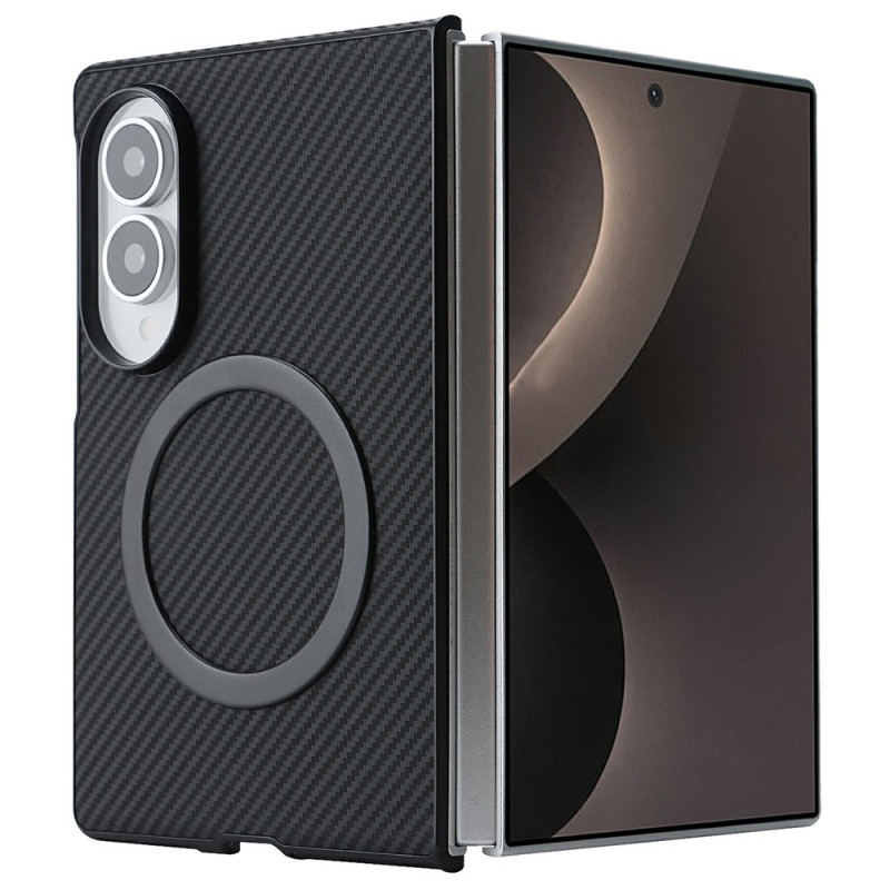 Capa para Samsung Galaxy Z Fold 8 em fibra de carbono com anel magnético