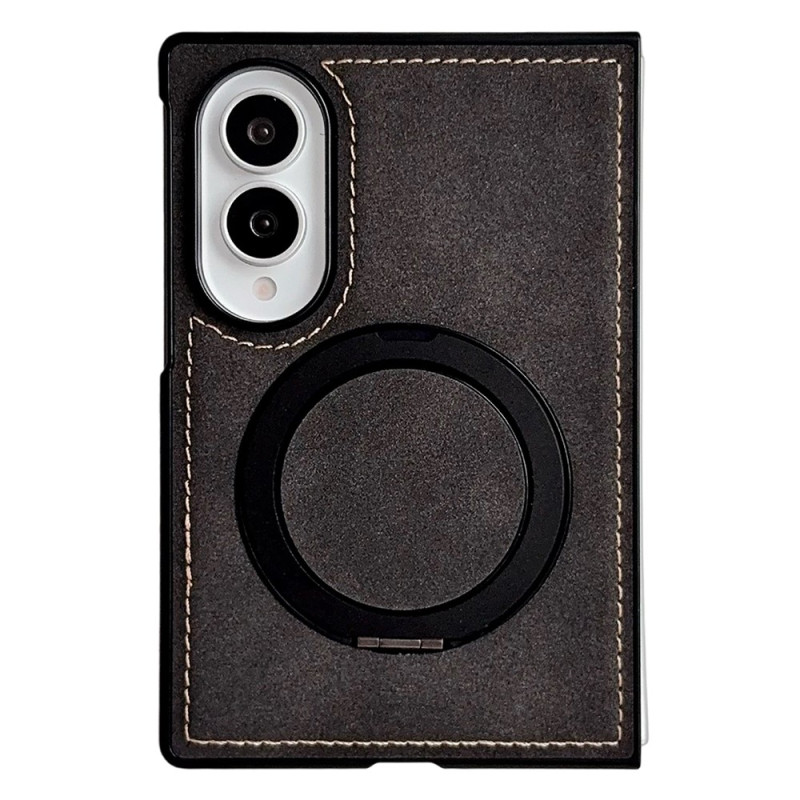 Capa magnética para Samsung Galaxy Z Fold 8 com efeito de couro e suporte giratório
