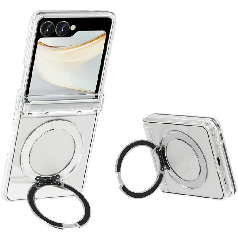 Capa magnética transparente para Samsung Galaxy Z Flip 8 com suporte giratório