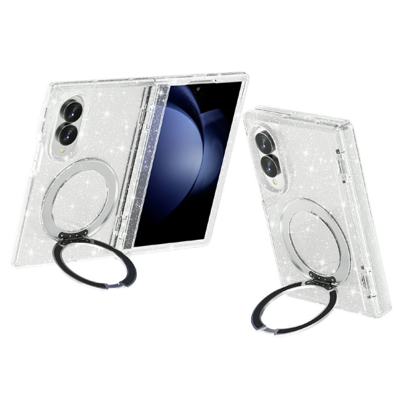 Capa magnética com purpurina para o Samsung Galaxy Z Fold 8 com suporte giratório