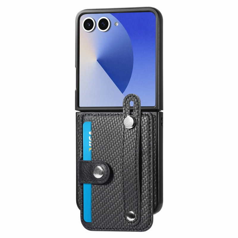 Capa para Samsung Galaxy Z Flip 8 com porta-cartões e alça de mão