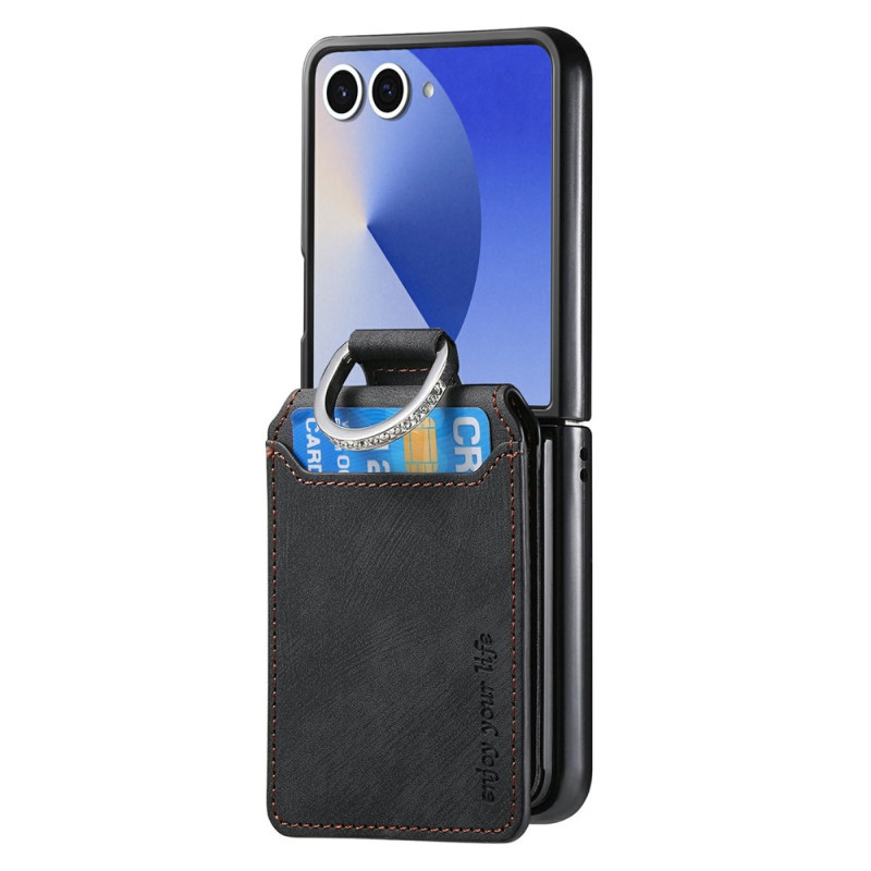Capa para Samsung Galaxy Z Flip 8 com porta-cartões e anel com strass