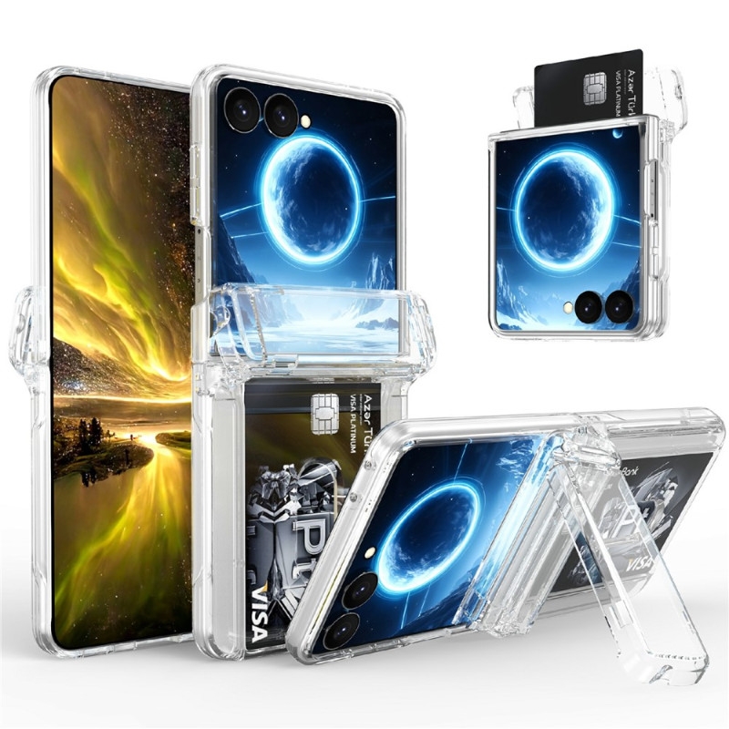 Capa para Samsung Galaxy Z Flip 8 com porta-cartões e suporte