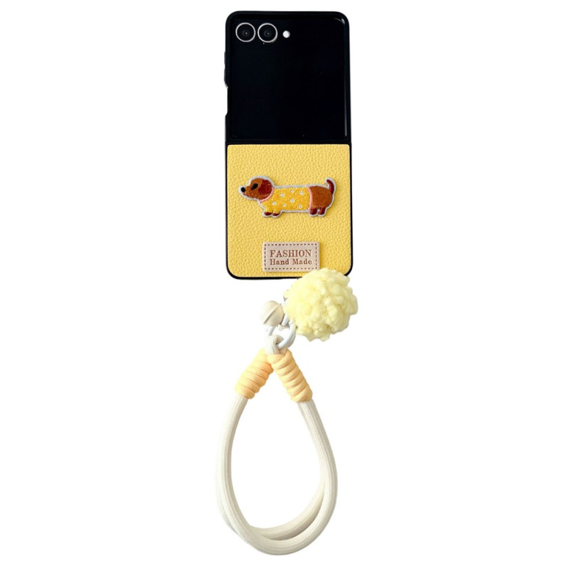 Capa para Samsung Galaxy Z Flip 8 com design de cão e cordão