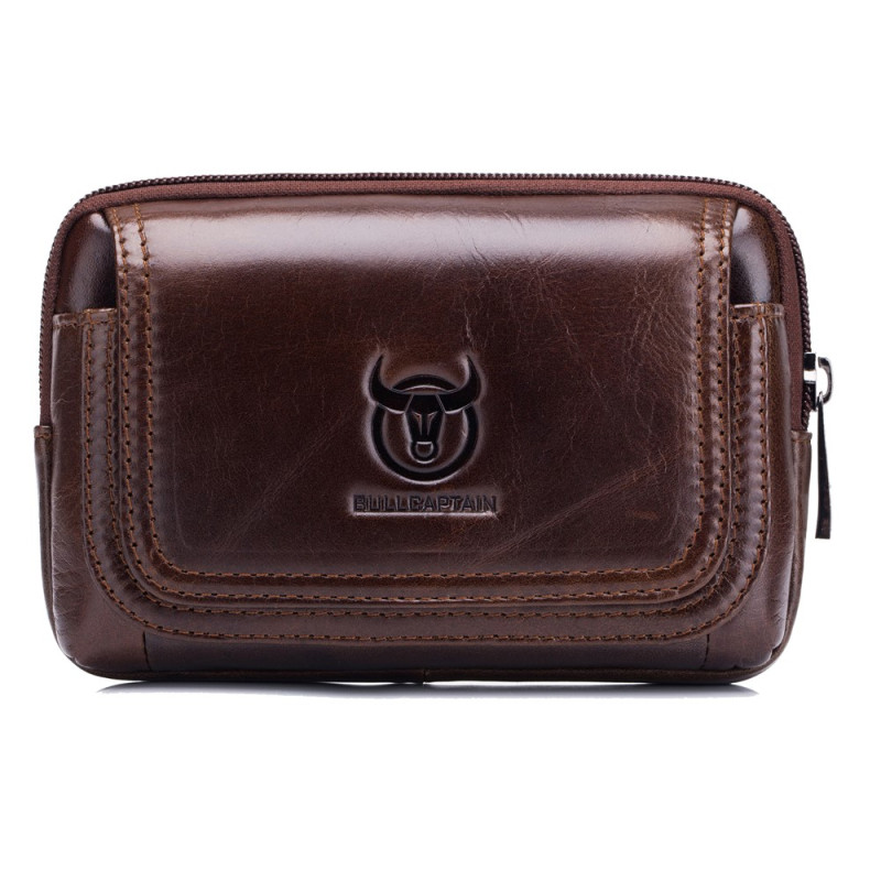 Capa horizontal em couro genuíno 17 × 11 × 3,8 cm BULLCAPTAIN